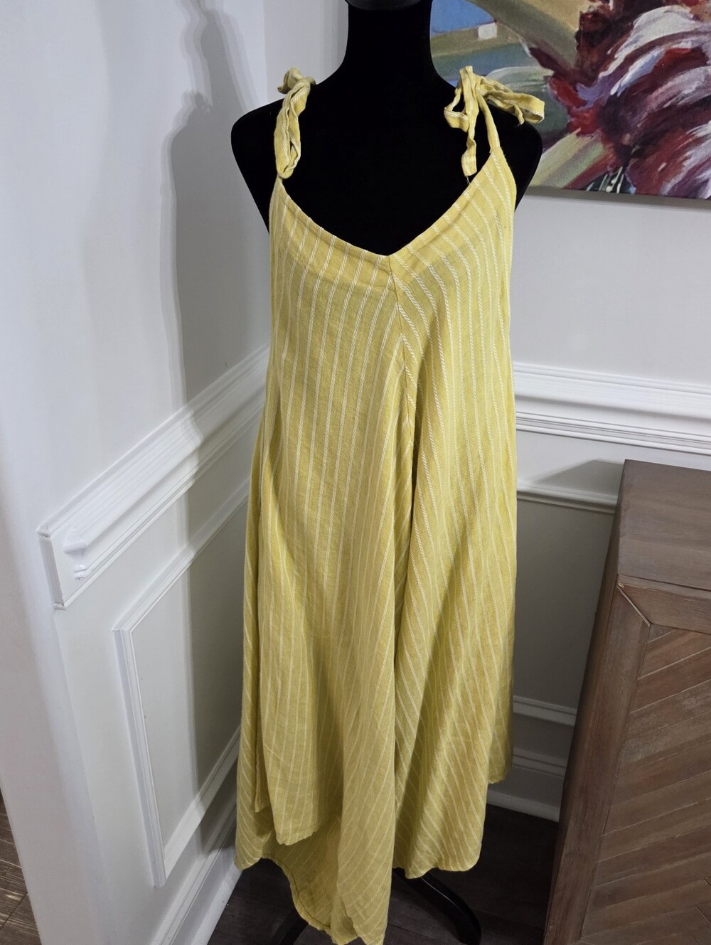 Kaktus Jumpsuit  Yellow Harem Wide Leg Linen Bohemian V-Neck Made in Italy Large